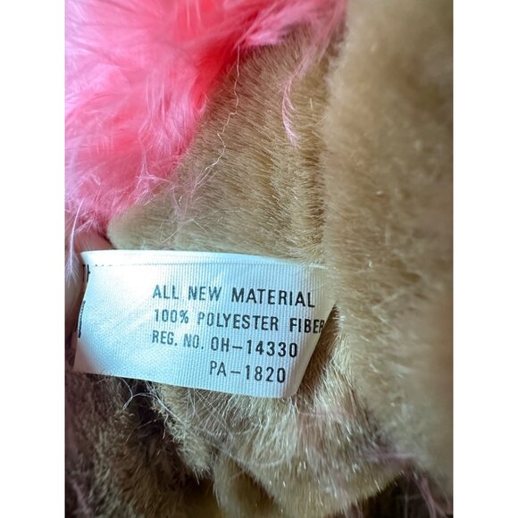 Bearly People Pink feather boa pearls rose tan bear 12" jointed vintage - Picture 5 of 13